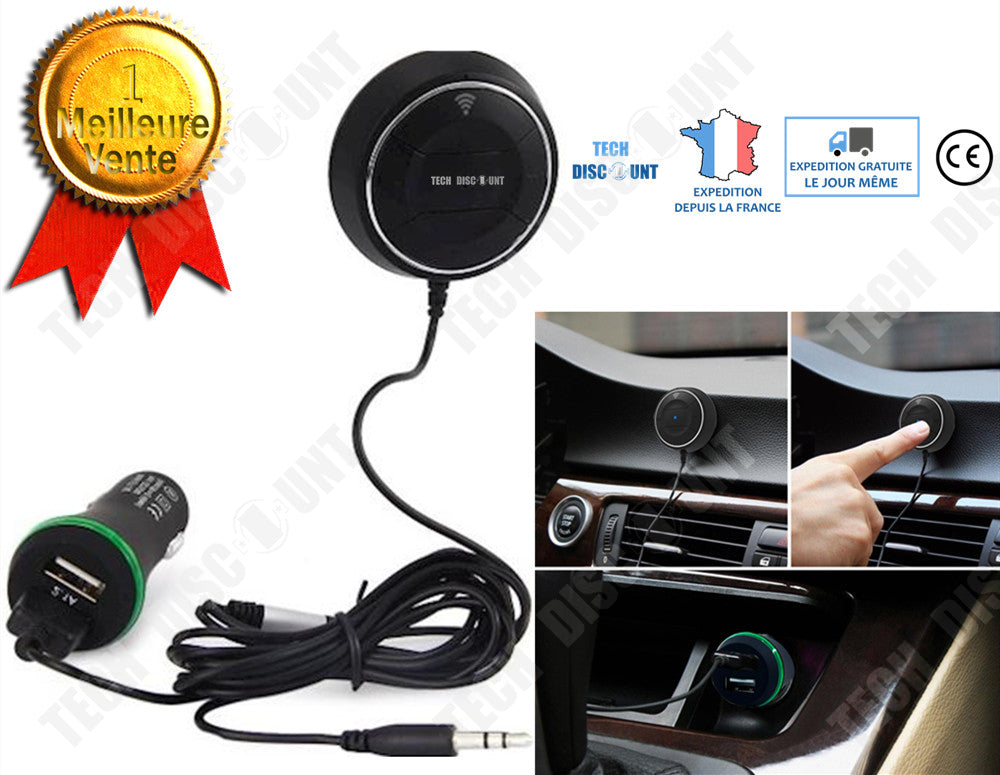 TD® Récepteur bluetooth de voiture jack USB audio kit mains libres chargeur stéréo téléphones conduite transmetteur musique allume