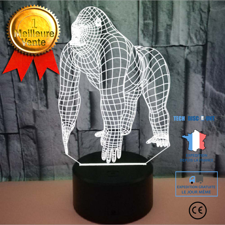 TD® Le nouveau chimpanzé coloré veilleuse 3D colorée tactile télécommande LED lampe de table stéréo visuelle