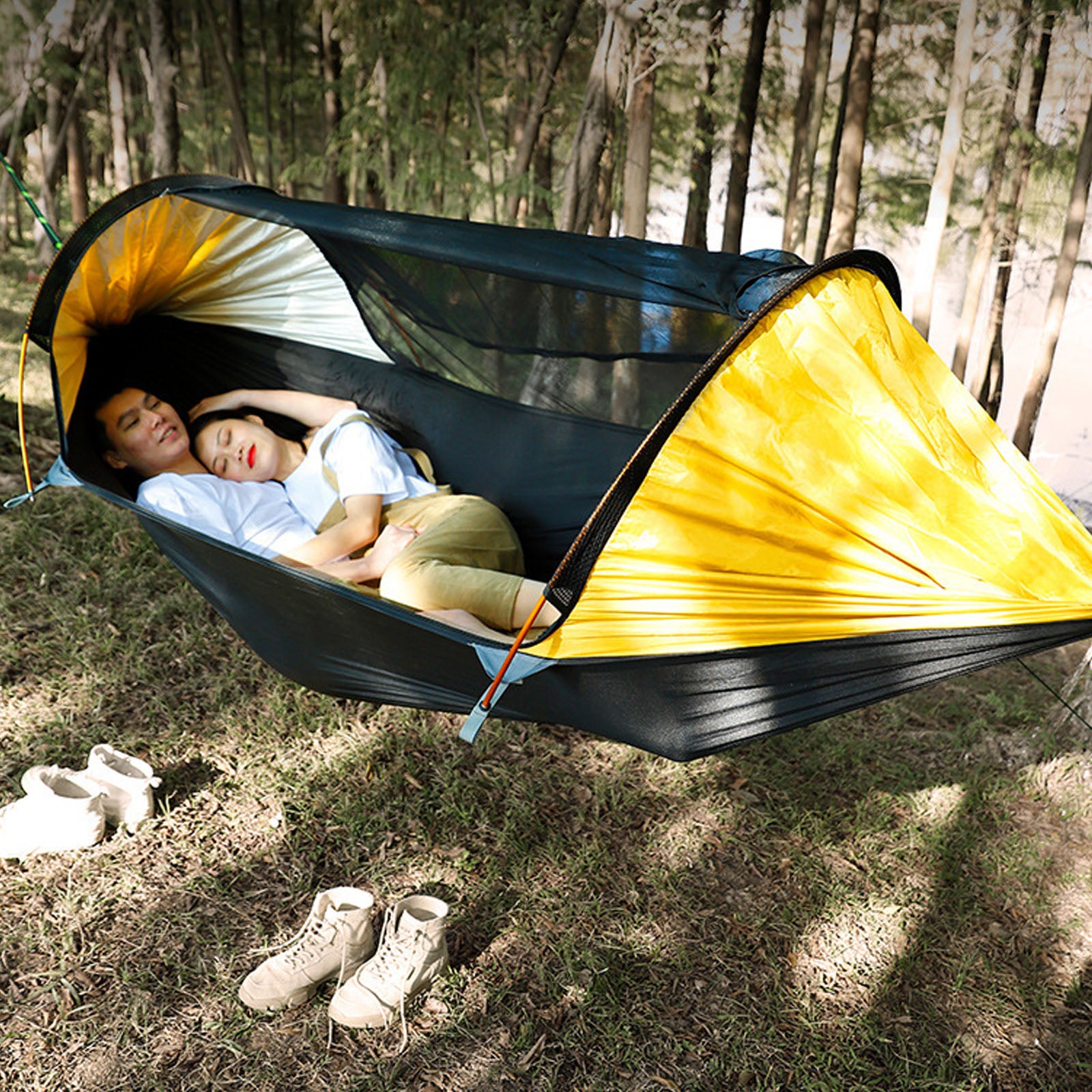 TD® Moustiquaire hamac tente de camping en plein air double anti-moustique tissu balançoire chaise suspendue anti renversement