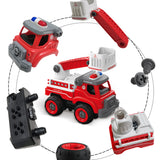 TD® Jouet de voiture pour enfants Jouet éducatif anti-chute multifonctionnel détachable Ensemble de camion de pompiers d'ingénierie