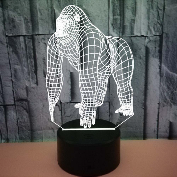 TD® Le nouveau chimpanzé coloré veilleuse 3D colorée tactile télécommande LED lampe de table stéréo visuelle