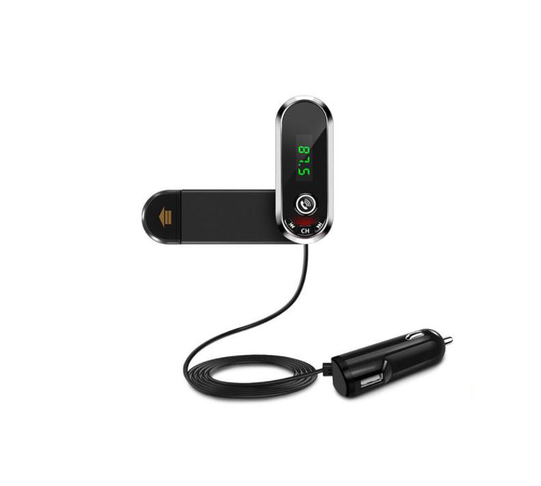 TD® Support téléphone voiture Transmetteur FM mains libres multifonction Bluetooth Lecteur MP3 Alimentation USB solide puissance