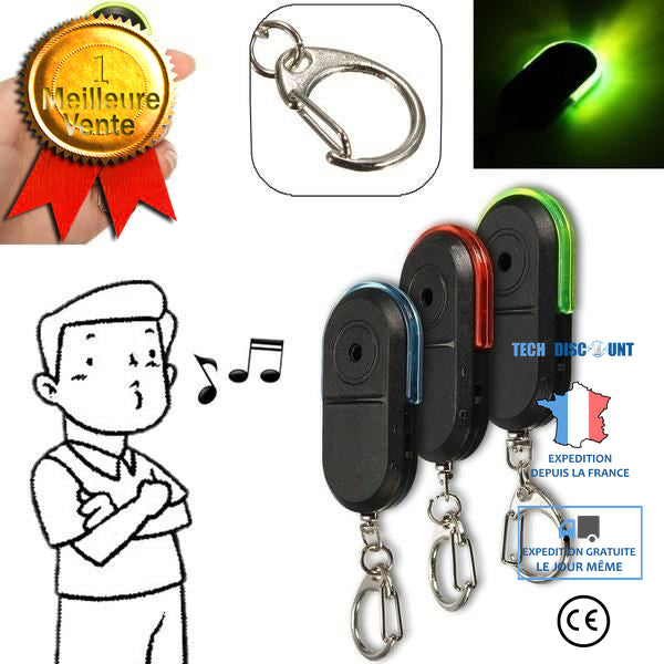 TD® Porte-clés LED sans fil contrôle de sifflet anti-perte alarme finder Dulcet Localisateur de clés avec signal et flash lumineux