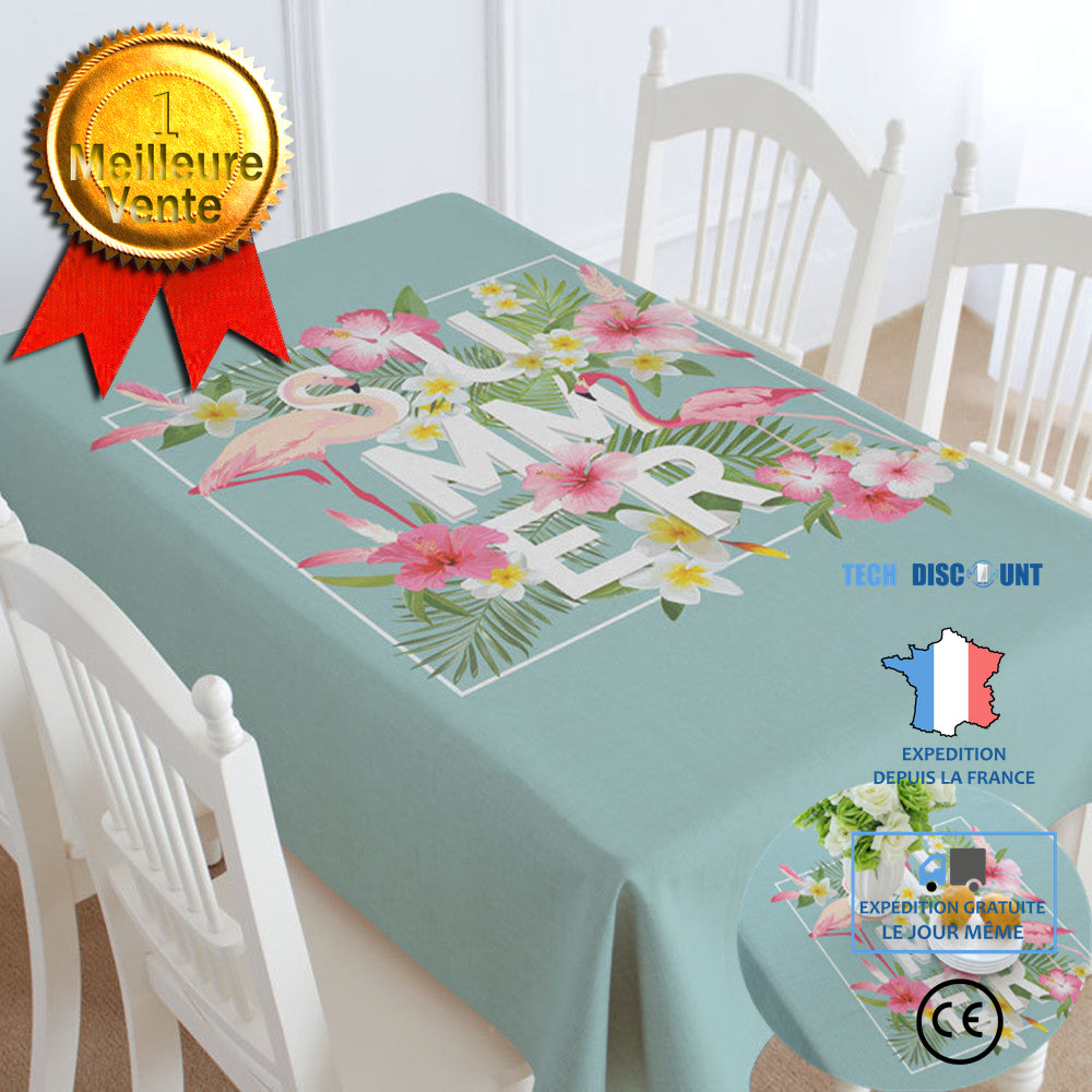 TD® nappe de table rectangulaire anti tache tissu design decoration cuisine salle a manger pas cher moderne summer dessus protection