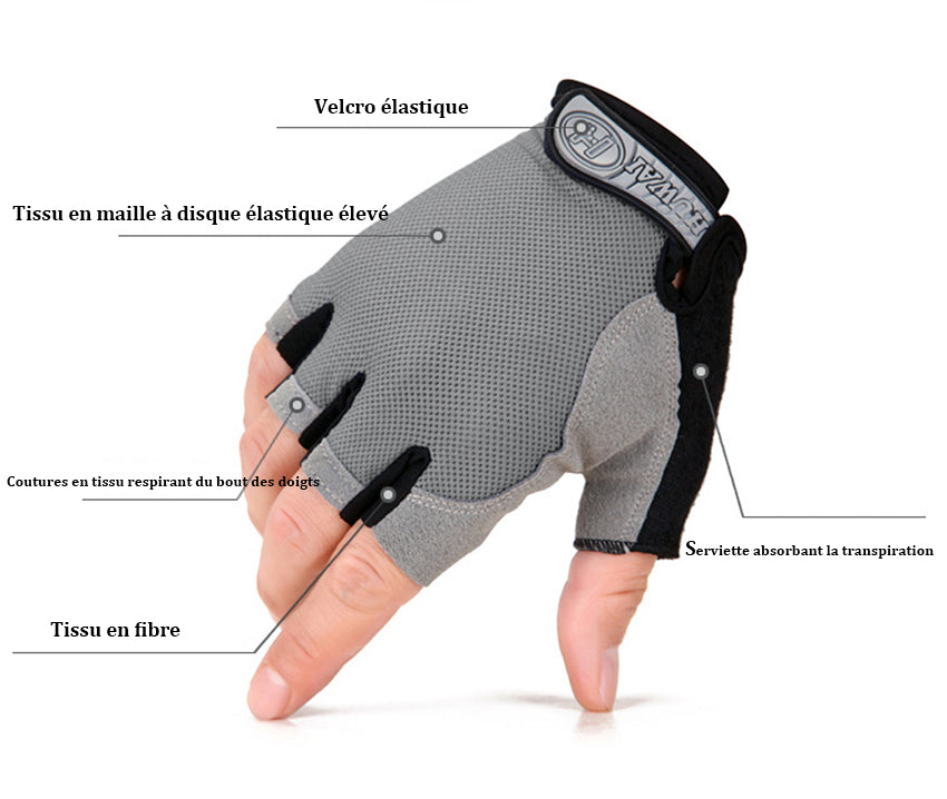TD® Une paire Version améliorée des gants en maille demi-doigt vélo cyclisme conduite femmes cyclisme gants de fitness antidérapant