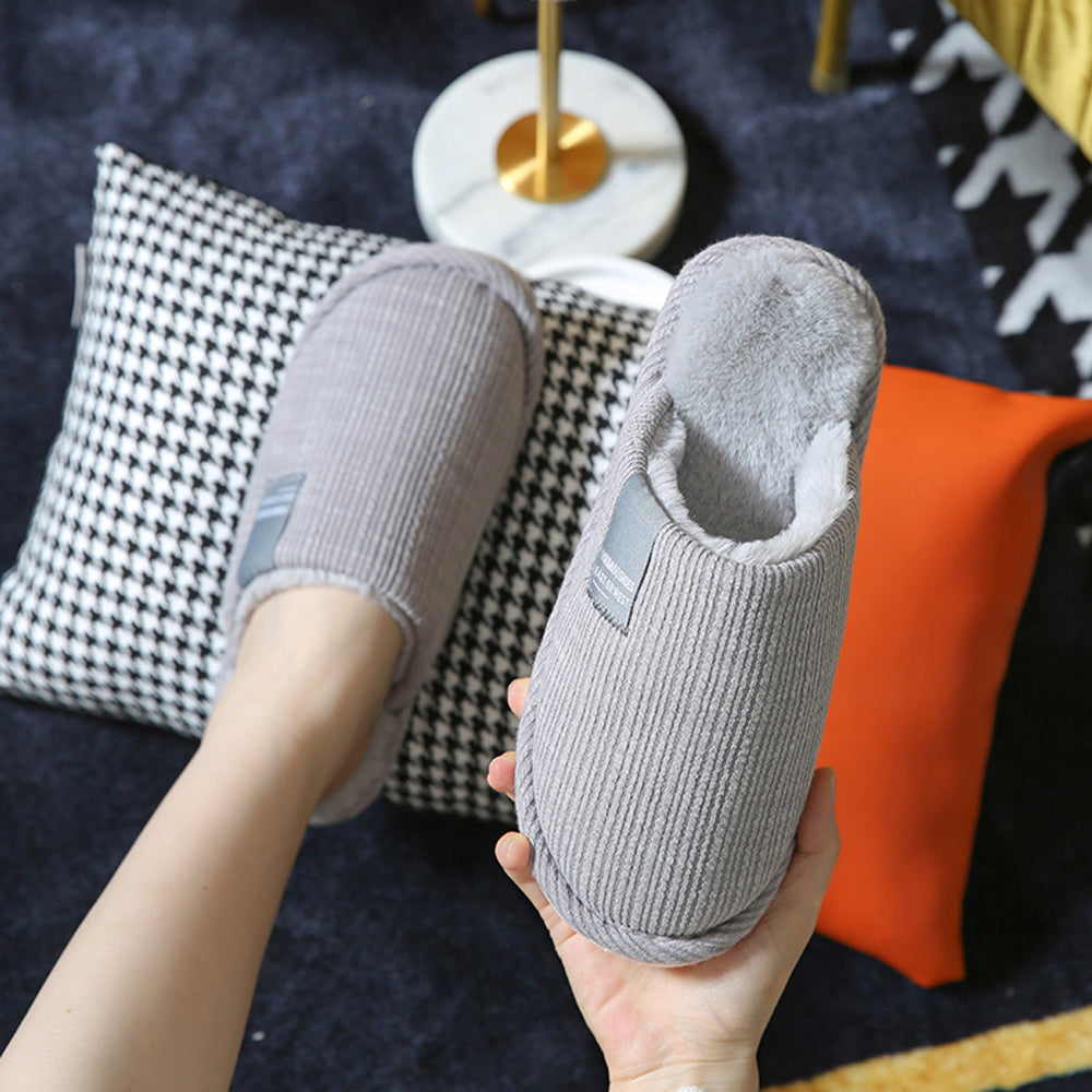 Pantoufles en coton  pour chambre  d'automne  et  d'hiver  pour hommes, pantoufles de sol confortables et rembourrées en pelu