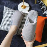 Pantoufles en coton  pour chambre  d'automne  et  d'hiver  pour hommes, pantoufles de sol confortables et rembourrées en pelu