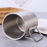 TD® 4*Tasse à eau pliante simple tasse de camping en acier inoxydable tasse à café tasse de sports de plein air européenne et améric