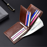 Portefeuille homme Brosse antivol anti-RFID anti-magnétique Portefeuille européen et américain en cuir huilé rétro Personnali