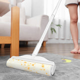 Rouleau de ménage brosse rouleau long manche aspiration poussière collante nettoyant pour cheveux dispositif pour cheveux col