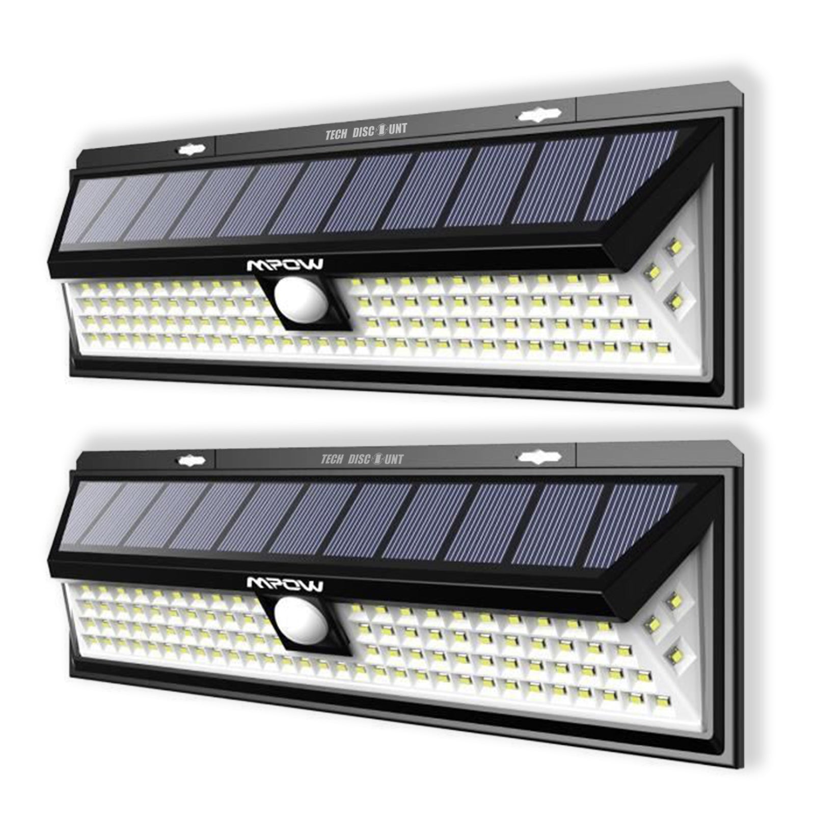 TD® Lot de 2 pièces Lampes LED Eclairage Solaire Extérieur/ Lampe Solaire Étanche Détecteur de Mouvement 3 Modes d’éclairage 270°