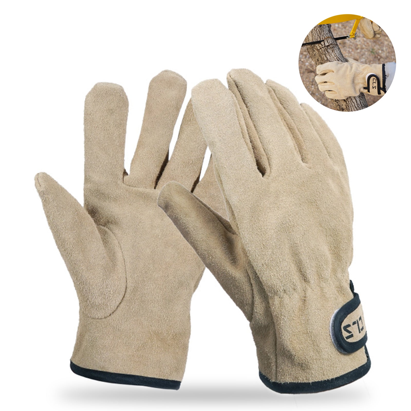 TD® Gants de pique-nique en plein air camping feu cuir isolation thermique anti-brûlure épaissie gants protection résistants à l'usu