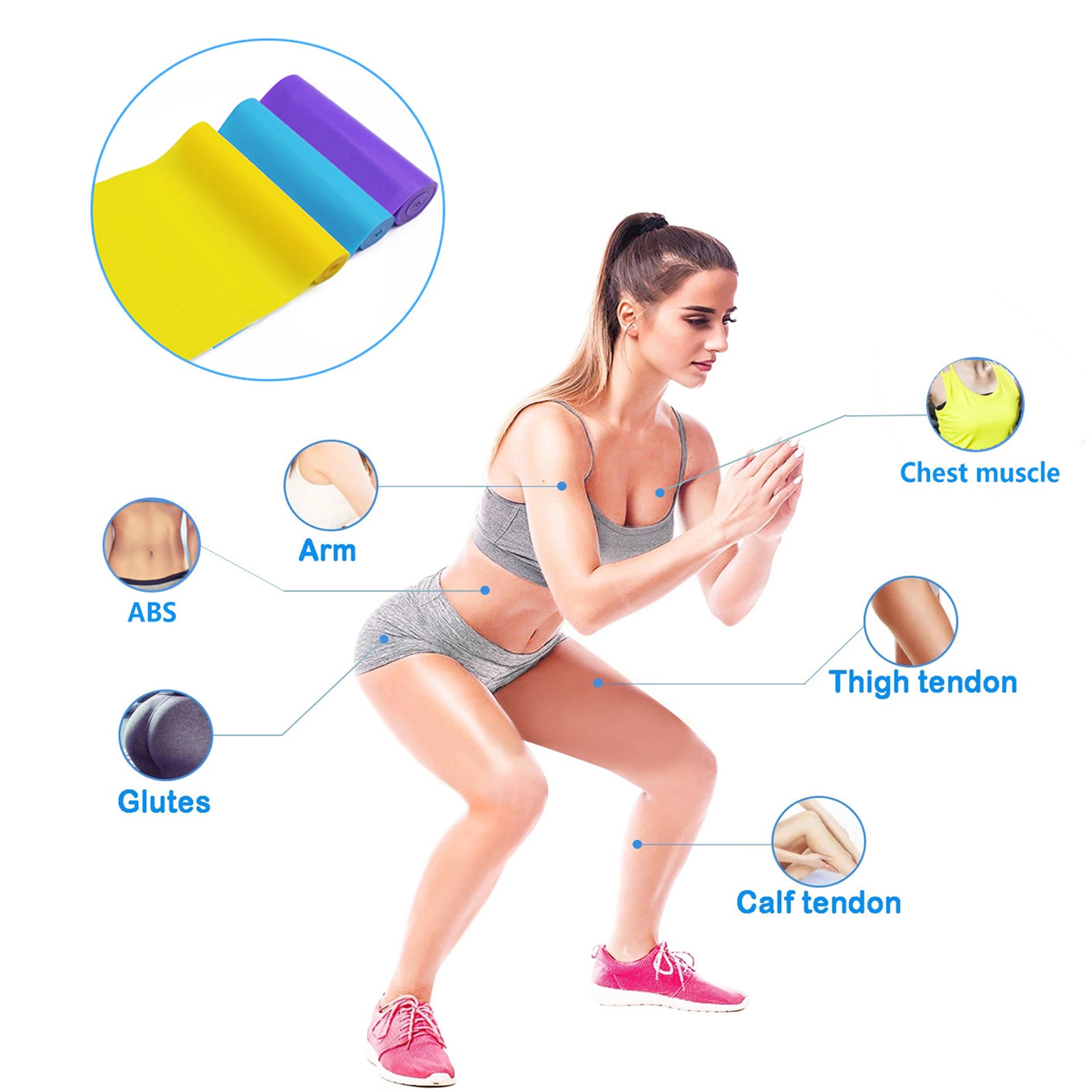TD® TPE yoga pièce extensible fitness bande élastique bande de résistance musculation bande extensible