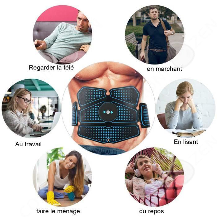 Ceinture abdominale électrostimulation Appareil musculaire EMS pour ABS, bras, biceps Stimulation électrodes sport fitness
