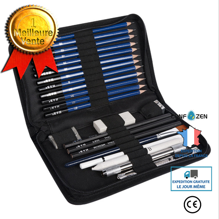 Ensemble de peinture au crayon de croquis ensemble de pinceaux de papeterie d'art de dessin professionnel ensemble d'outils d