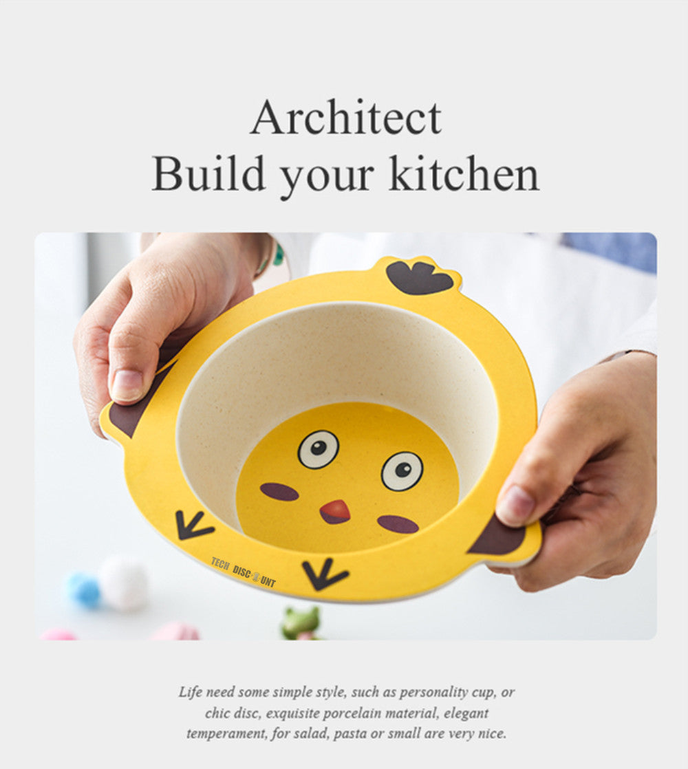 TD® Bol bebe repas enfant anti renversement micro onde 4 mois poussin assiette dejeuner apprentissage profond mignon jaune bambou