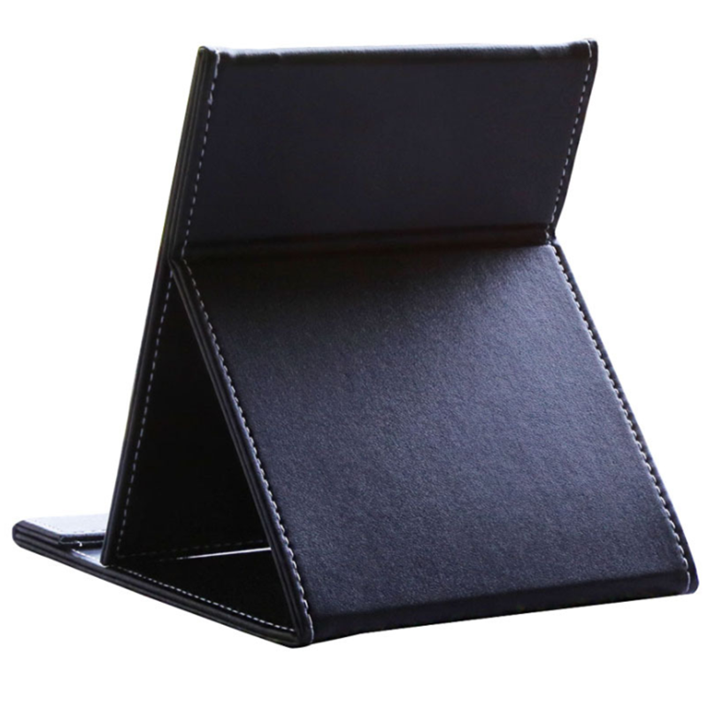 TD® Miroir pliable en cuir miroir pliant miroir de maquillage miroir de beauté portable haute définition petit miroir cadeau noir