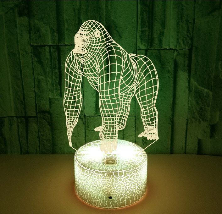TD® Le nouveau chimpanzé coloré veilleuse 3D colorée tactile télécommande LED lampe de table stéréo visuelle