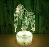 TD® Le nouveau chimpanzé coloré veilleuse 3D colorée tactile télécommande LED lampe de table stéréo visuelle