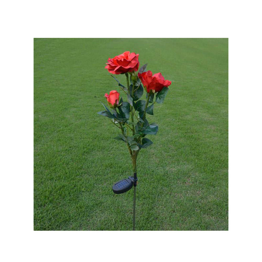 TD® Lampe solaire de jardin 3 LED Rose en forme de fleur Stake Lumière Eclairage Lampe  en forme de Fleur pour éclairage externe