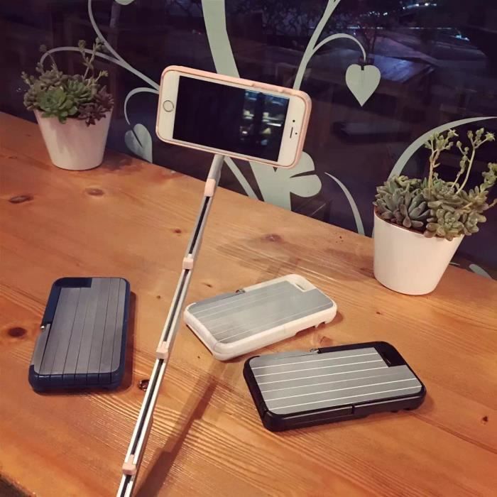 TD® Coque pour iPhone 6 avec Levier Retardateur /  Externe Etui pour téléphone portable Bluetooth selfie stick Noir/