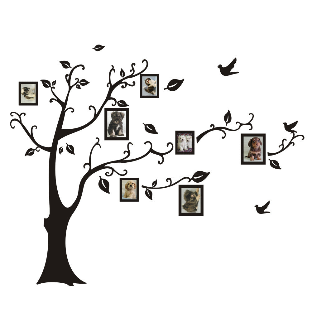 Arbre photo noir trois générations salon amovible TV canapé fond sticker mural peinture chambre