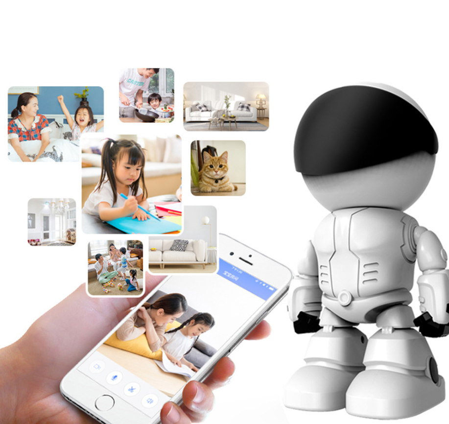 INN® Accueil Caméra panoramique HD WiFi à 360 degrés Moniteur sans fil intérieur et extérieur Robot à distance pour téléphone portab