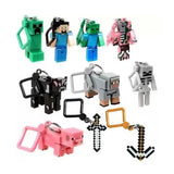 10pcs porte-clés thème Minecraft clé enfants jeux vidéos pendentif suspendus à la main Fermoirs Métal Crochet Porte-clés  Acc
