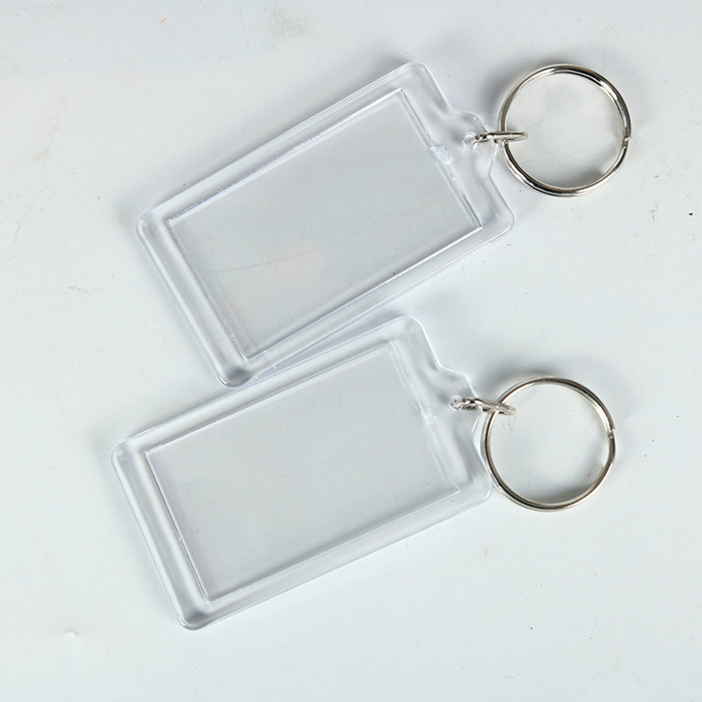 100 pièces porte-clés transparent Mini cadre photo vide 50 x 35mm Porte clefs cadre goodies