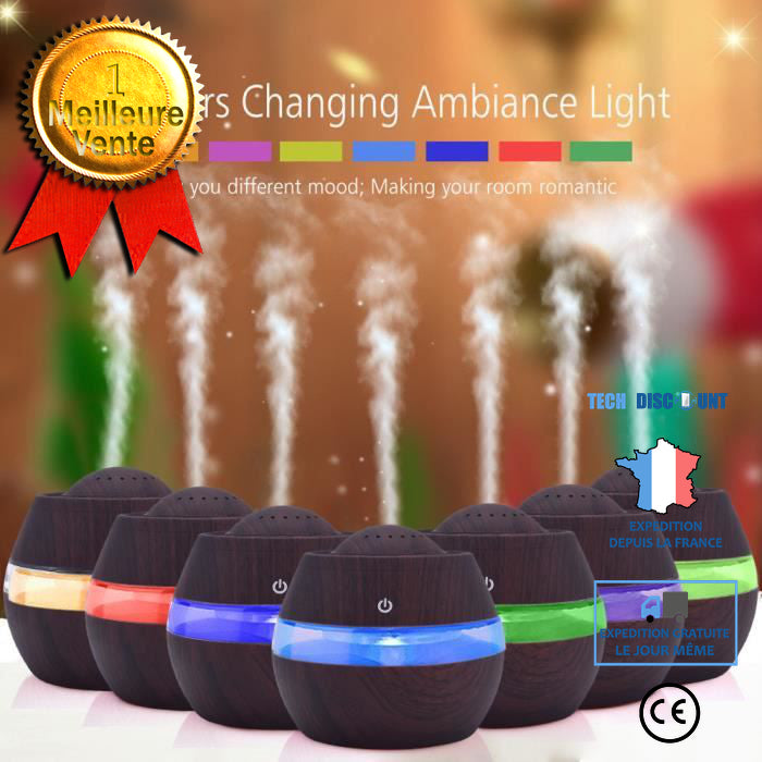 TD® Humidificateur Diffuseur huiles essentielles aromathérapie - Diffuseur LED 7 couleur - Traitement Purificteur d'air pour maison