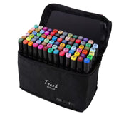 TD® Ensemble de stylos marqueurs à double tête alcool stylo aquarelle huileux peinture 80 ensemble portable de stylo marqueur de cou