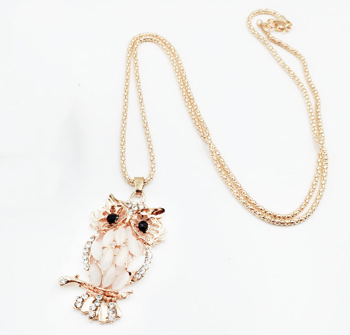 HTBE® Collier Hibou à la mode et exquis Pendentif Accessoires du vêtement Chaîne de pull animal tout-en-un Mignon et beau, le meille