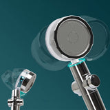 Pomme de douche pressurisée   Raccordement 4 points  Orientable à 360   Filtrée et pressurisée   Arrêt de l'eau par simple pression