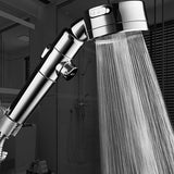 Pomme de douche pressurisée   Trois vitesses réglables  Pivot à 360  Filtrée et pressurisée  Arrêt de l'eau par une seule touche