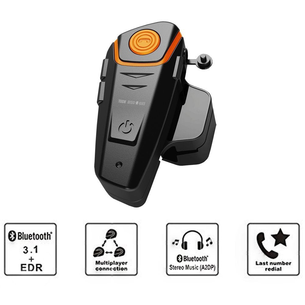 TD® Oreillette Casque bluetooth motot intercom écouteurs appels musique transmission conduite talkie-walkie 1000m Bluetooth sans fil