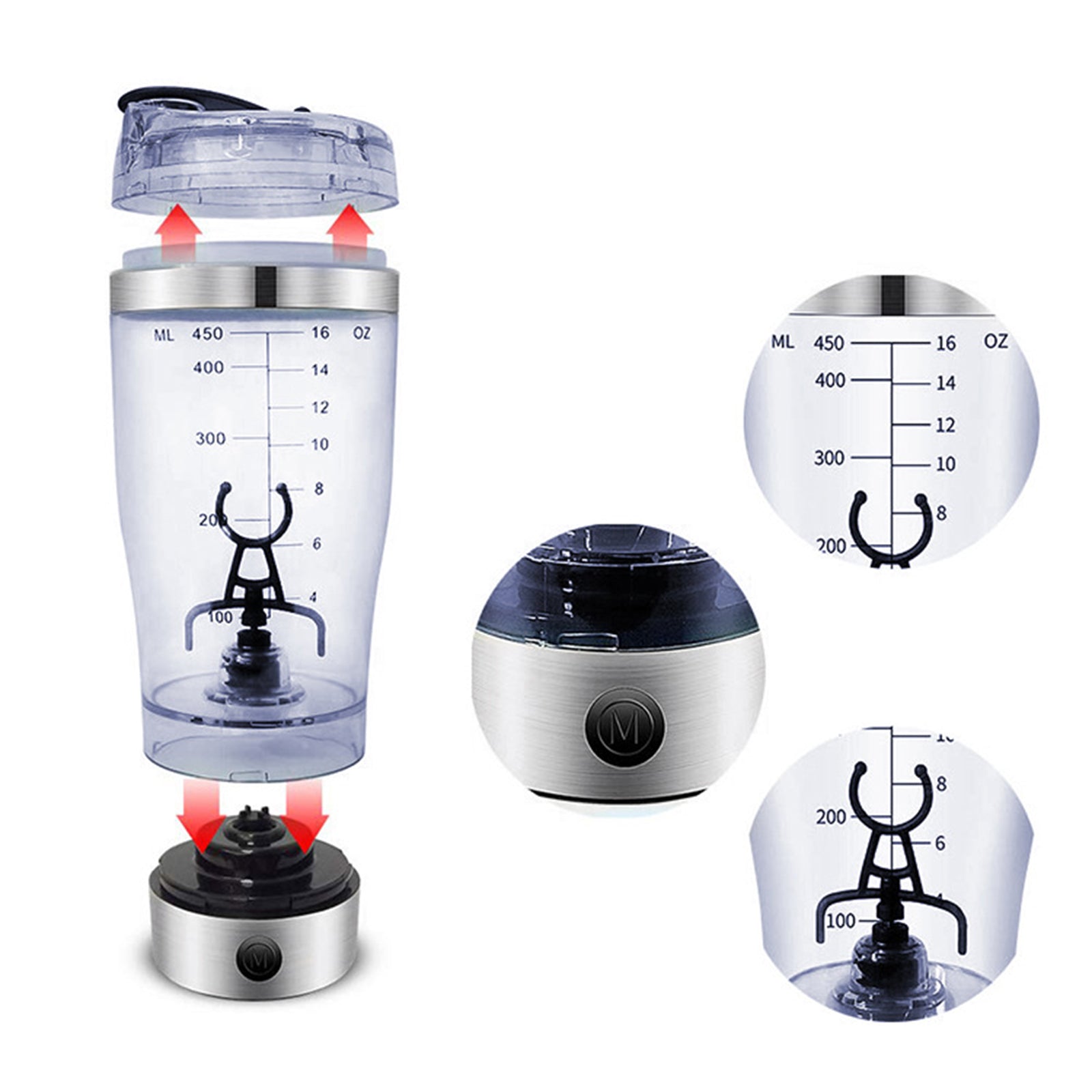 TD® Tasse à agitation automatique charge USB tasse à café paresseux tasse à milkshake électrique portable tasse à shaker 450 ml