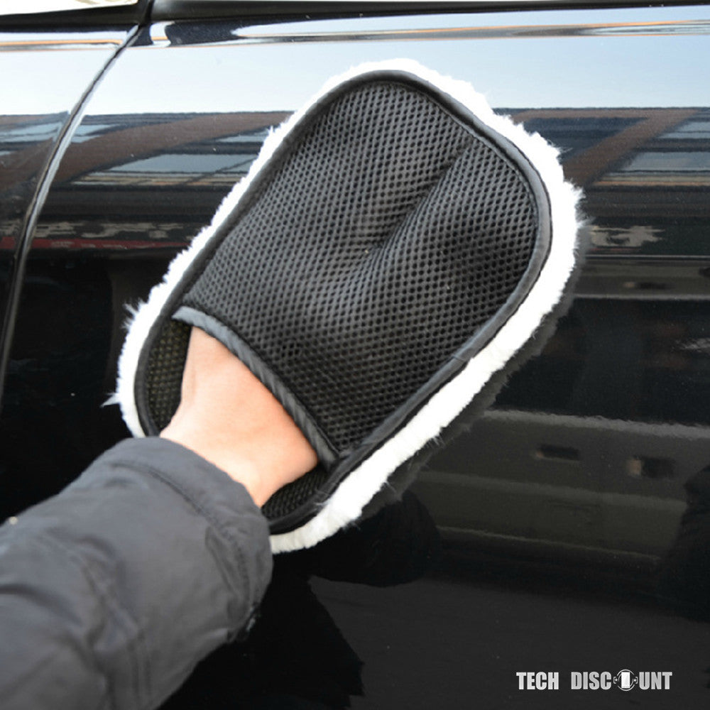 TD® Gant de nettoyage voiture laine lavage microfibre absorbant chiffon éponge outil propreté moto camion véhicule doux nettoyant