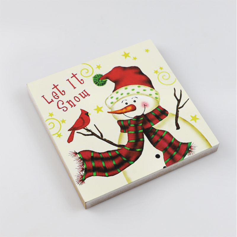 Artisanat de Noël Décorations carrées en bois Décorations de bonhomme de neige de Noël Décorations d'artisanat en bois fête m