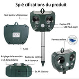 TD® Répulsif solaire anti-oiseaux Répulsif à ultrasons pour souris Répulsif anti-moustique Répulsif pour animaux