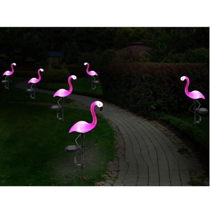 TD® Lampe de Jardin Solaire LED/ Forme Flamant Rose Lanterne Décoratif Extérieur Jardin Sentier Éclairage Patio Pelouse