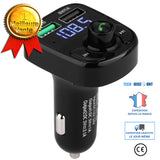 TD® Chargeur de voiture transmetteur FM Bluetooth double port USB-adaptateur chargeur pour voiture-equipement auto FM bluetooth