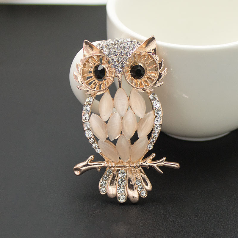 HTBE® Collier Hibou à la mode et exquis Pendentif Accessoires du vêtement Chaîne de pull animal tout-en-un Mignon et beau, le meille