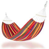 TD® Hamac en toile renforcé anti-renversement double extérieur avec bâton en bois incurvé hamac arc-en-ciel balançoire paresseux