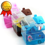 TD® 2 etages Maison a etage Hamster Cage Souris avec disque slide spinning bouteille Hamster cage hamster villa petit château