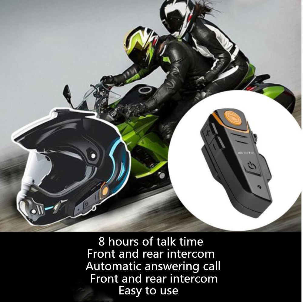 TD® Oreillette Casque bluetooth motot intercom écouteurs appels musique transmission conduite talkie-walkie 1000m Bluetooth sans fil