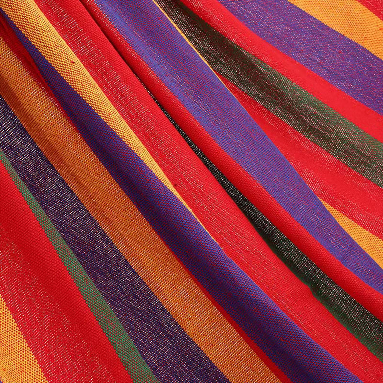 TD® Hamac en toile renforcé anti-renversement double extérieur avec bâton en bois incurvé hamac arc-en-ciel balançoire paresseux