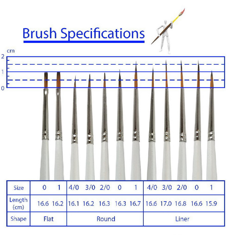 Ensemble de stylos de peinture en nylon dessin étudiant adulte pinceau peinture cheveux en nylon doré 12 stylo de peinture de