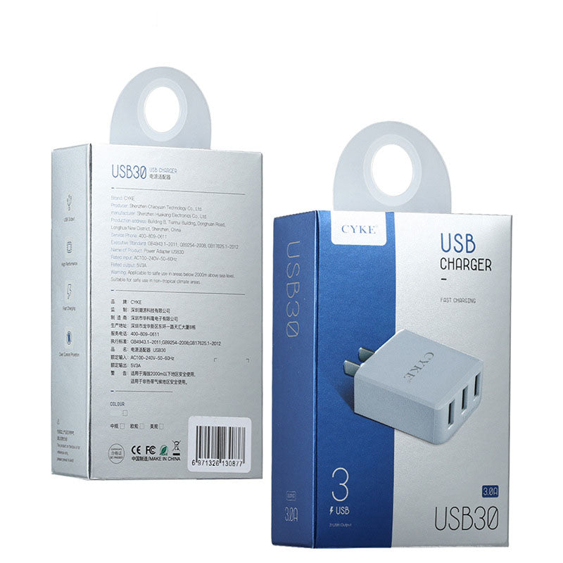 TD® Tête charge intelligente 3 Ports USB/Téléphone mobile 3C/Chargeur de voyage 5V 3A/Charge rapide adaptateur standard européen
