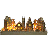 Arbre de noël en bois scène maison personnages lumières LED décoration de la maison bricolage artisanat accessoires noël déco