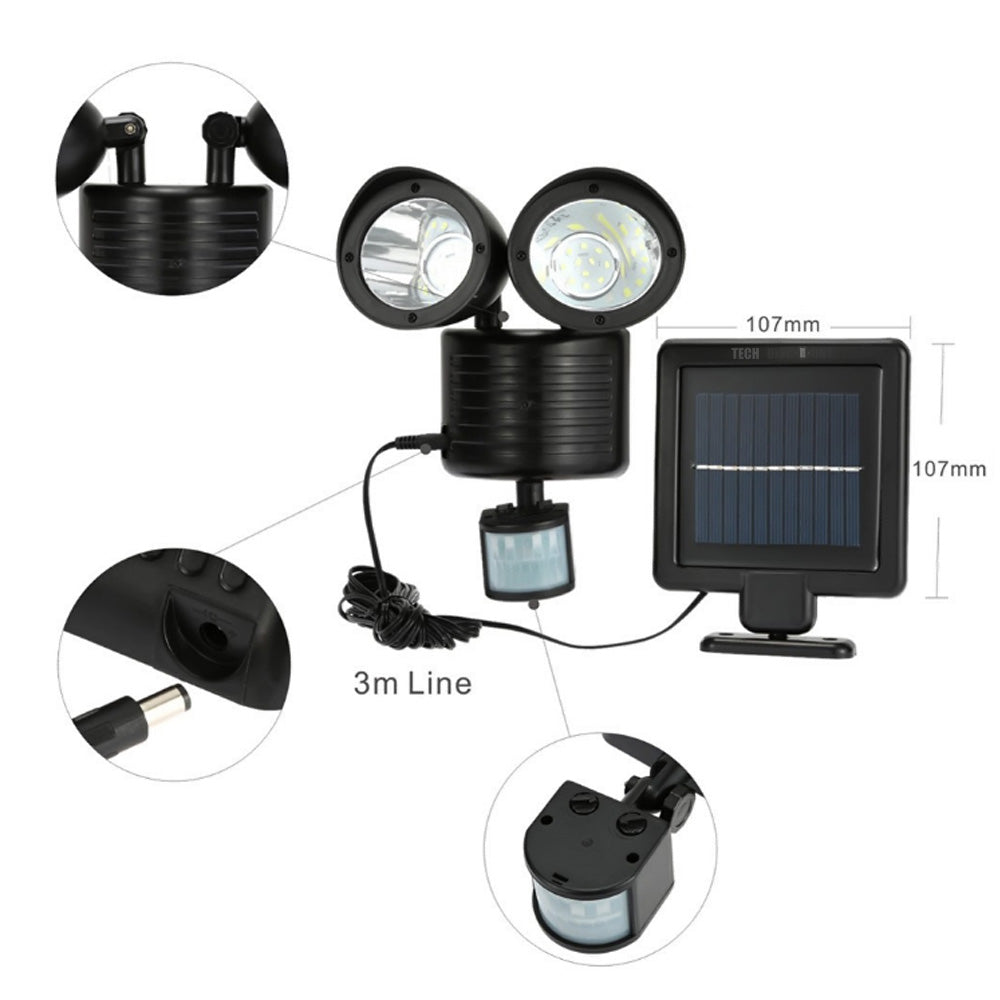 TD® LED solaire détection mouvement lumière extérieur IP44 économie d'énergie étanche sans fil puissance sport 8h temps de soleil st